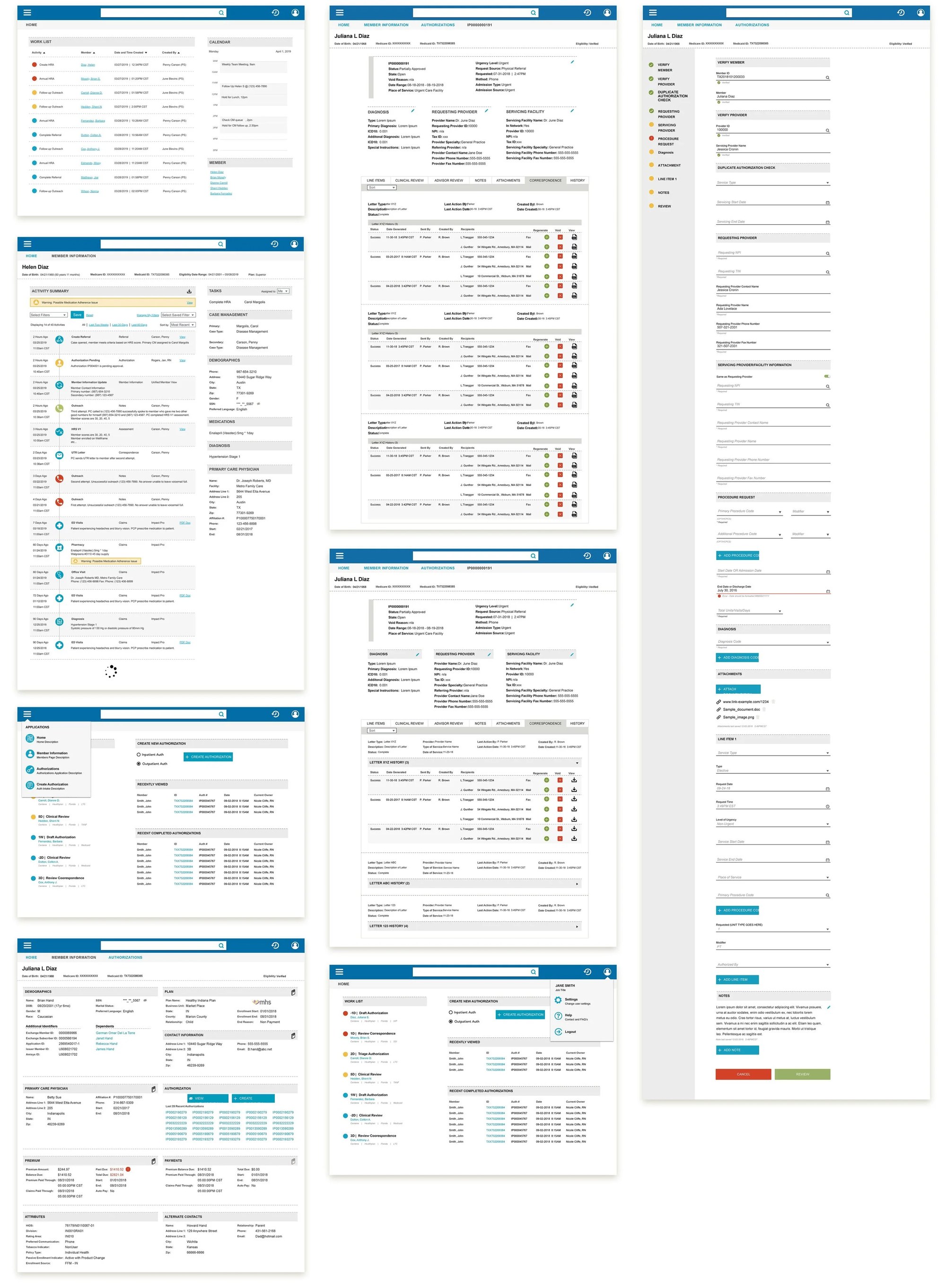Software UI layout screens