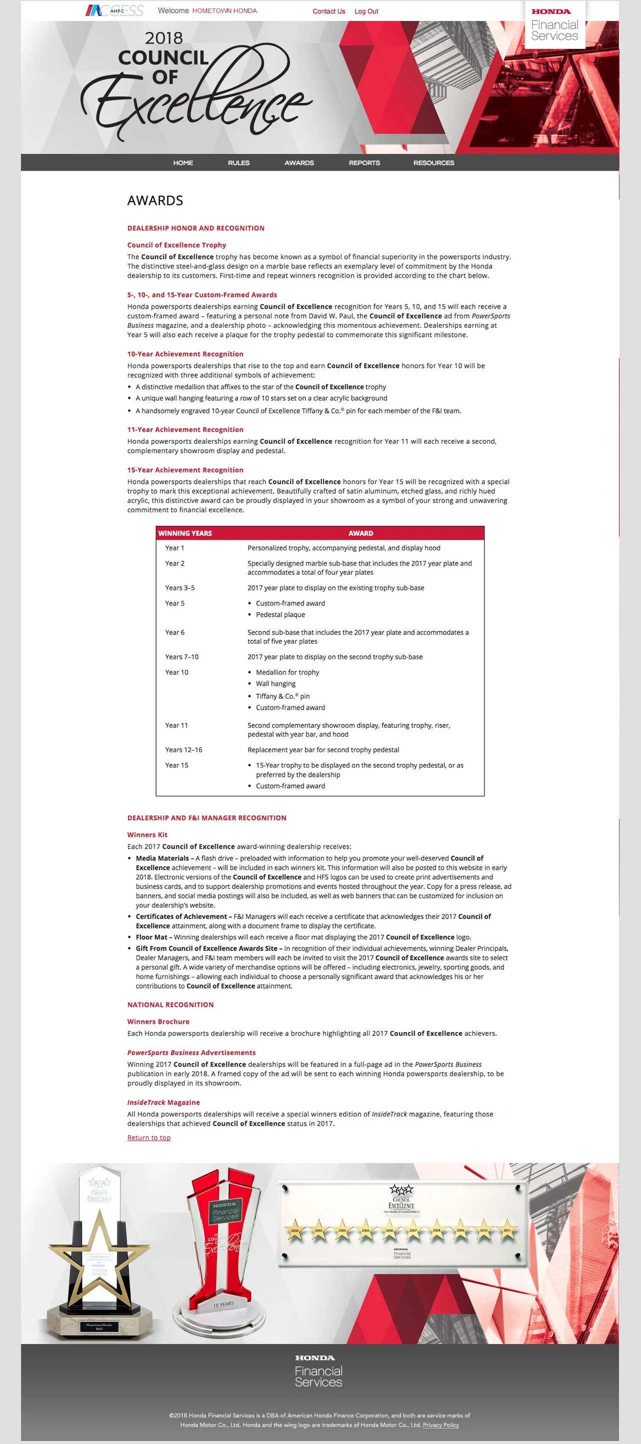 Council of Excellence awards page