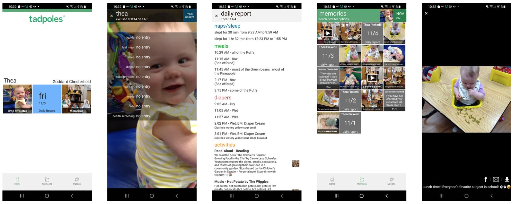 Original Tadpoles Parents App design