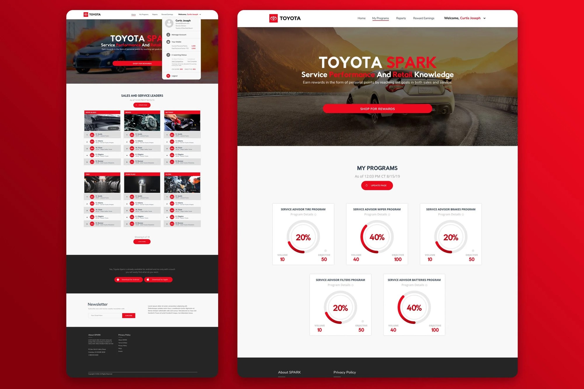 Desktop version of the Toyota Spark website