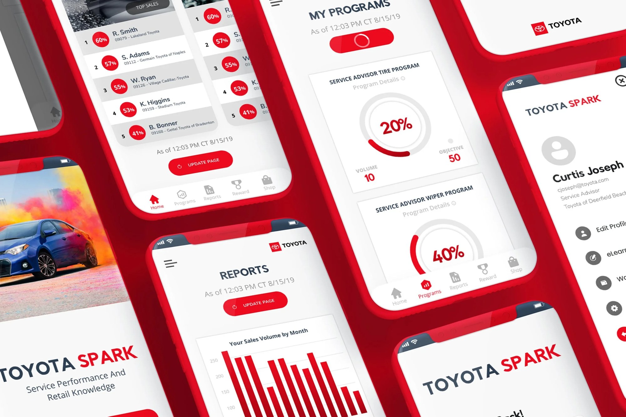 Mobile app screens showcase